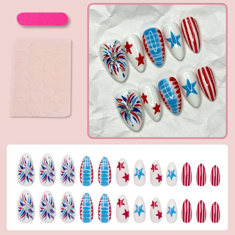 Kunstnagelset mit kreativen Sternenmuster und glamourösem Design Brehn