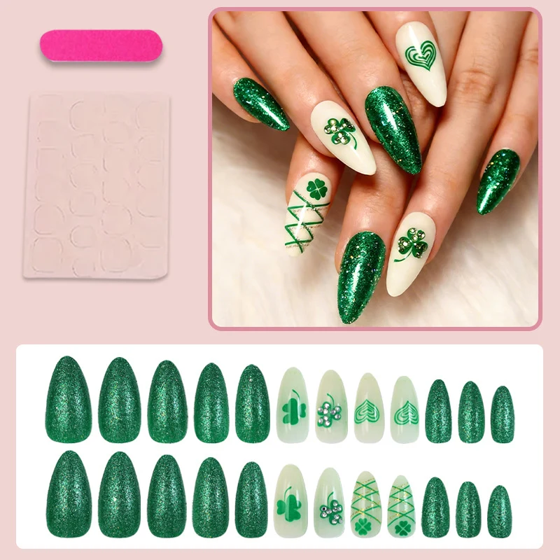 Kunstnagelset mit glamourösen Glitzer- und Glücksdesigns Brehn