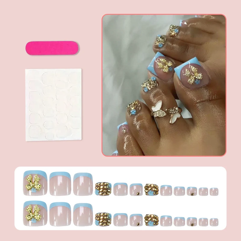 Kunstnagelset mit glamourösen Blumen- und Glitzerverzierungen Brehn
