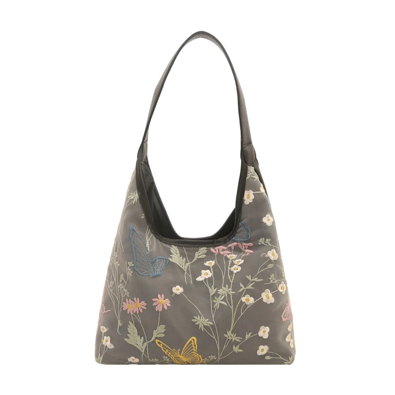 Künstlerisch bestickte Hobo-Tasche