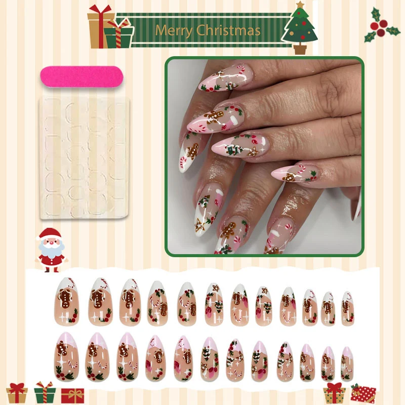 Kunstnagelset mit festlichen Weihnachtsmotiven und Glanz Brehn