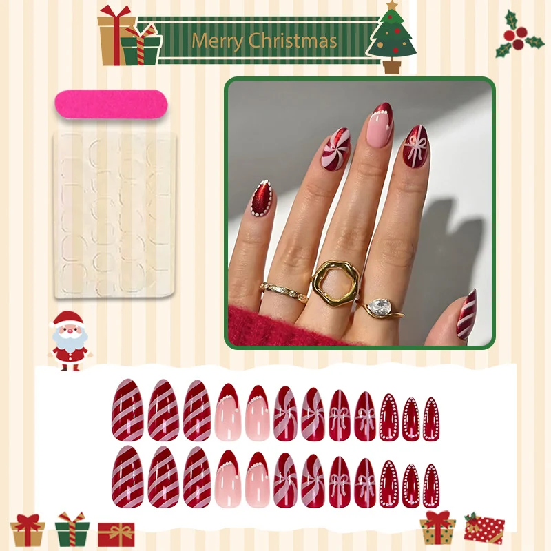 Kunstnagelset mit festlichen Weihnachtsmotiven und glamourösen Verzierungen Brehn