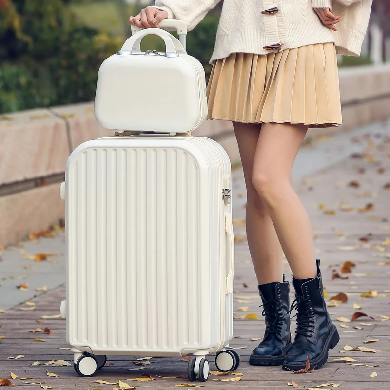 Damen Stylischer Rollkoffer mit Doppelfach Skanto