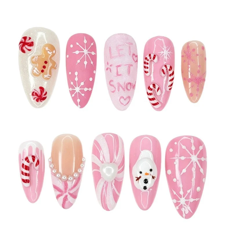 Kunstnagelset mit festlichen Weihnachtsdesigns und glamourösen Akzenten Brehn