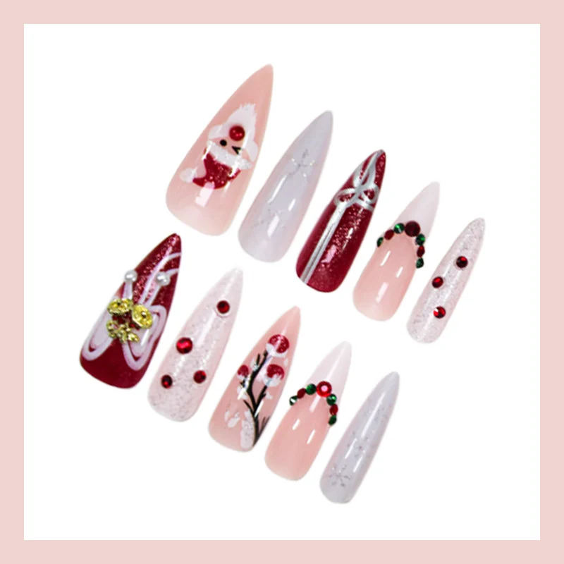 Kunstnagelset mit festlichen Weihnachts-Designs Brehn