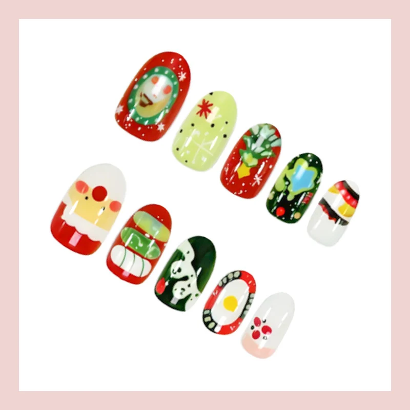 Kunstnagelset mit festlichen Schneemännern und Weihnachtsmotiven Brehn