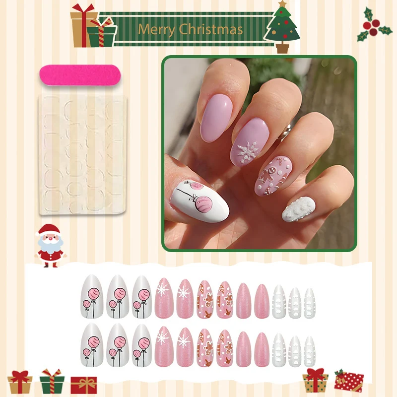 Kunstnagelset mit festlichen Schneemännern und Weihnachtsmotiven Brehn