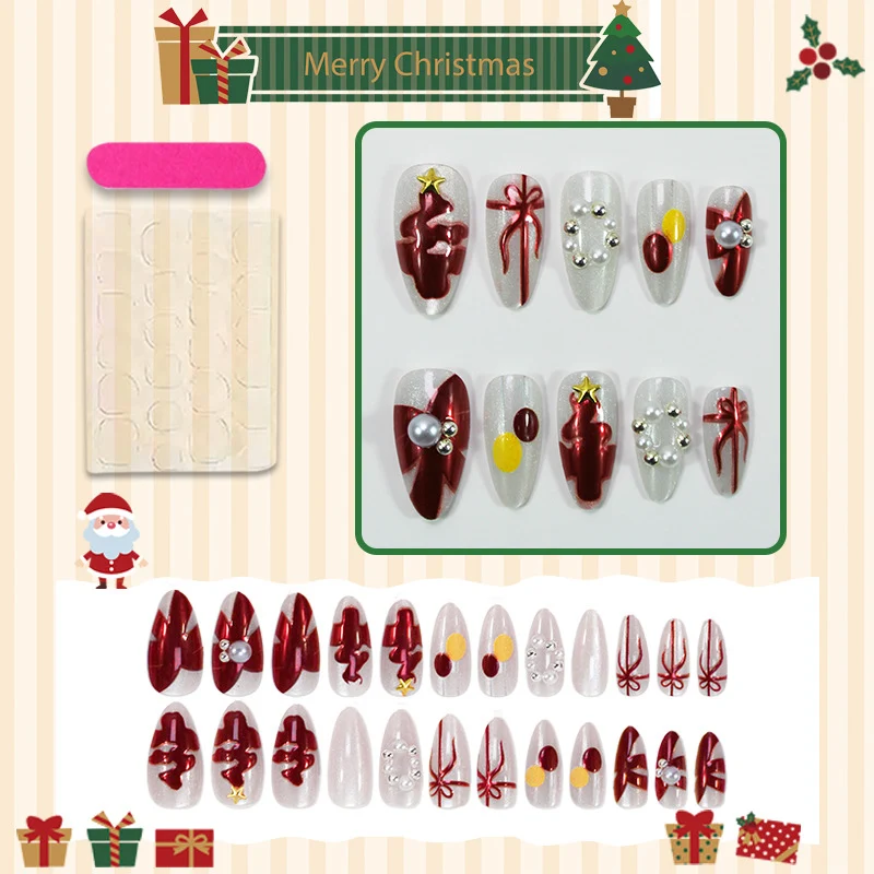 Kunstnagelset mit festlichen Schneemännern und Weihnachtsmotiven Brehn