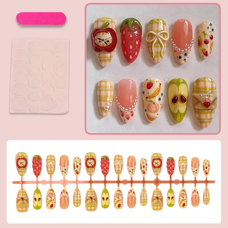 Kunstnagelset mit fröhlichen Obst- und Blumenmotiven Brehn