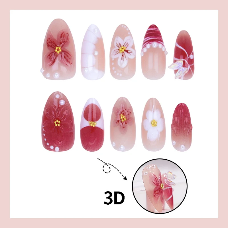 Kunstnagelset mit floralen Mustern Brehn