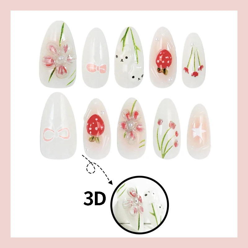 Kunstnagelset mit floralen Motiven und verspielten Details Brehn