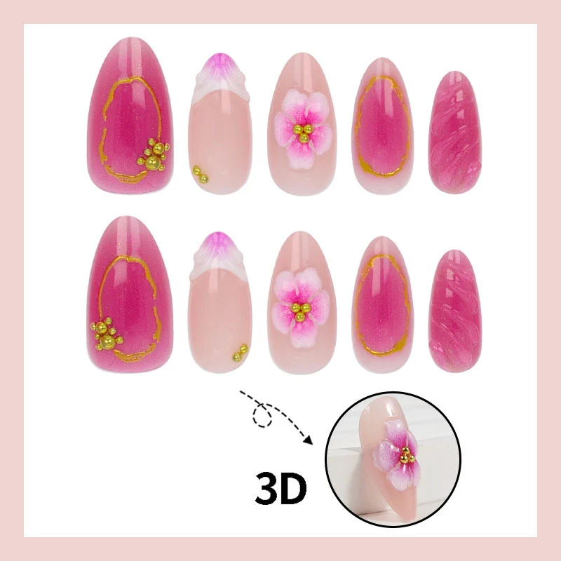 Kunstnagelset mit floralen Akzenten und luxuriösen Details Brehn