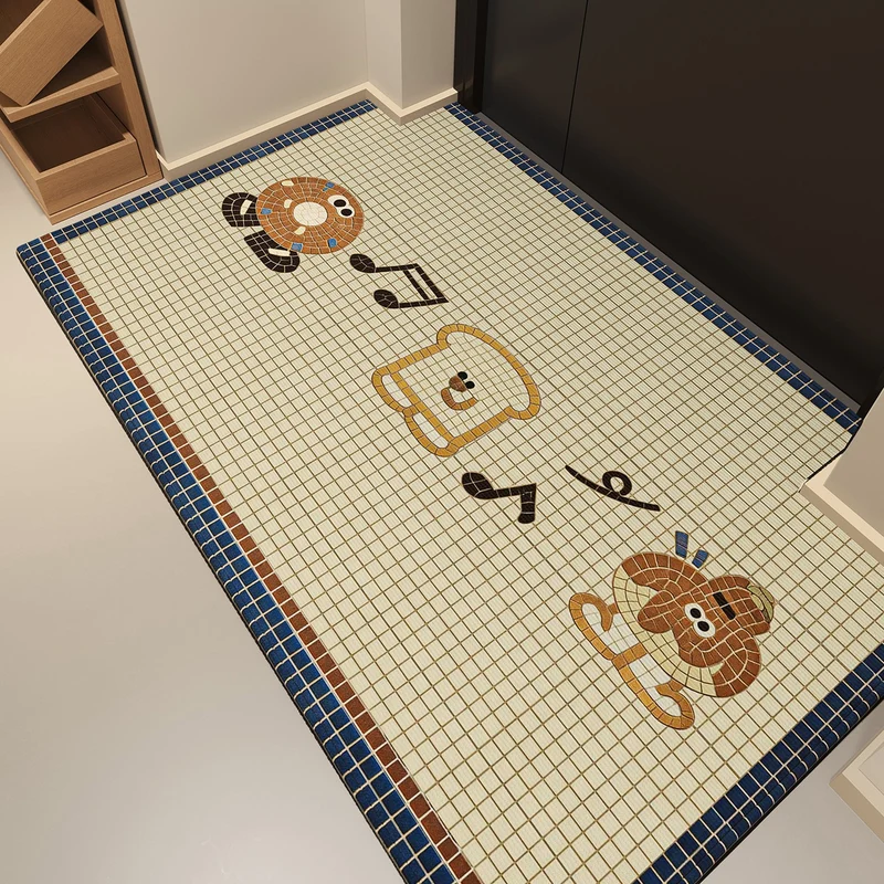 Verspielte Mosaik-Charakter-Türmatte