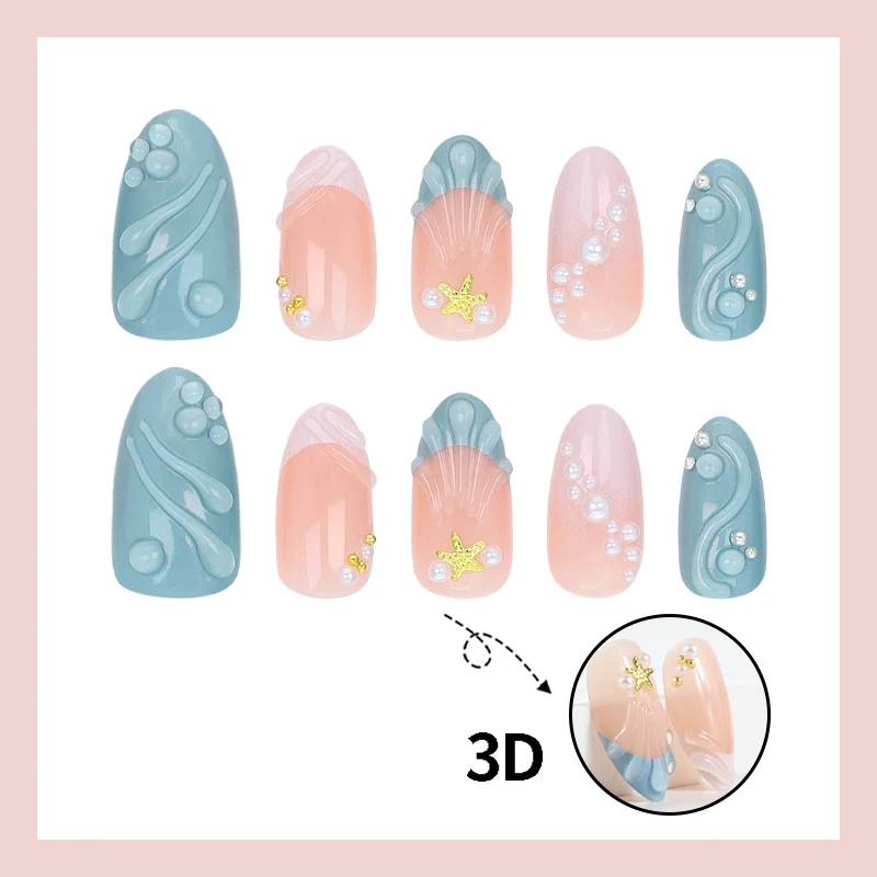 Kunstnagelset mit eleganten Perl- und Glitzervariationen Brehn