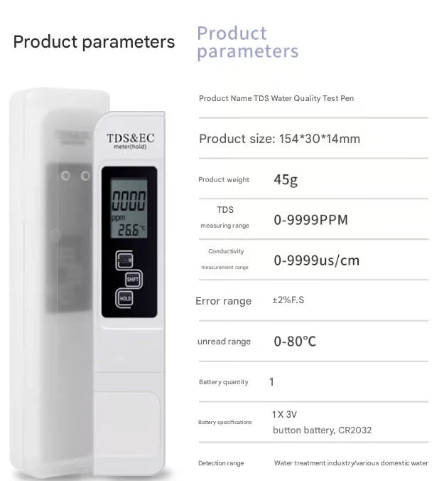 3-in-1 Digitaler Wasserqualitätstester TDS-Messgerät | Skanto