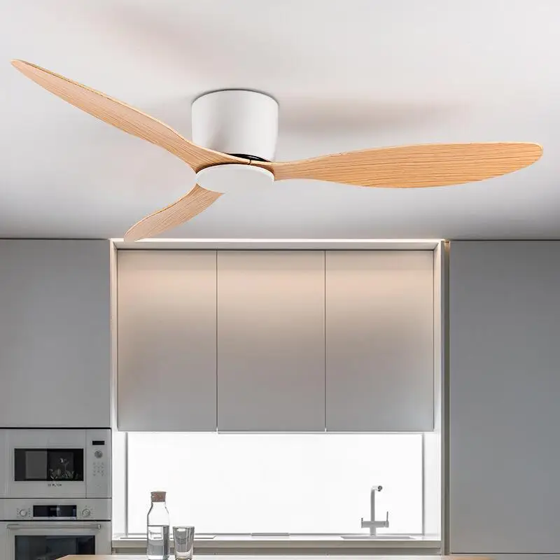 42-52 Zoll Deckenventilatoren mit DC-Motor – Fernbedienung, flache Kühlventilatoren, ohne Licht, Optionen in Weiß, Holz & Schwarz | Skanto