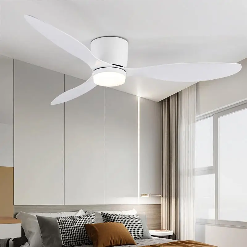 42-52 Zoll Deckenventilatoren mit DC-Motor – Fernbedienung, flache Kühlventilatoren, ohne Licht, Optionen in Weiß, Holz & Schwarz | Skanto