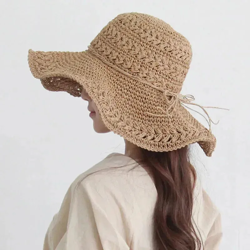 Damen Sonnenhut – Leichter Retro Strohhut für den Strand | Ideal für Sommer und Urlaub