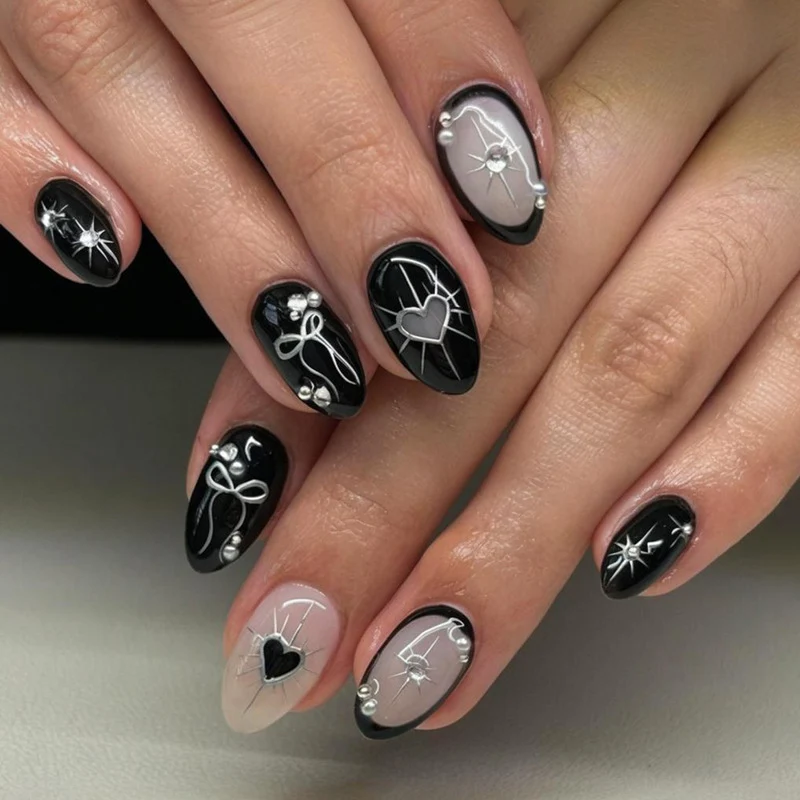 Kunstnagelset mit elegantem Schleifen- und Herzdesign Brehn