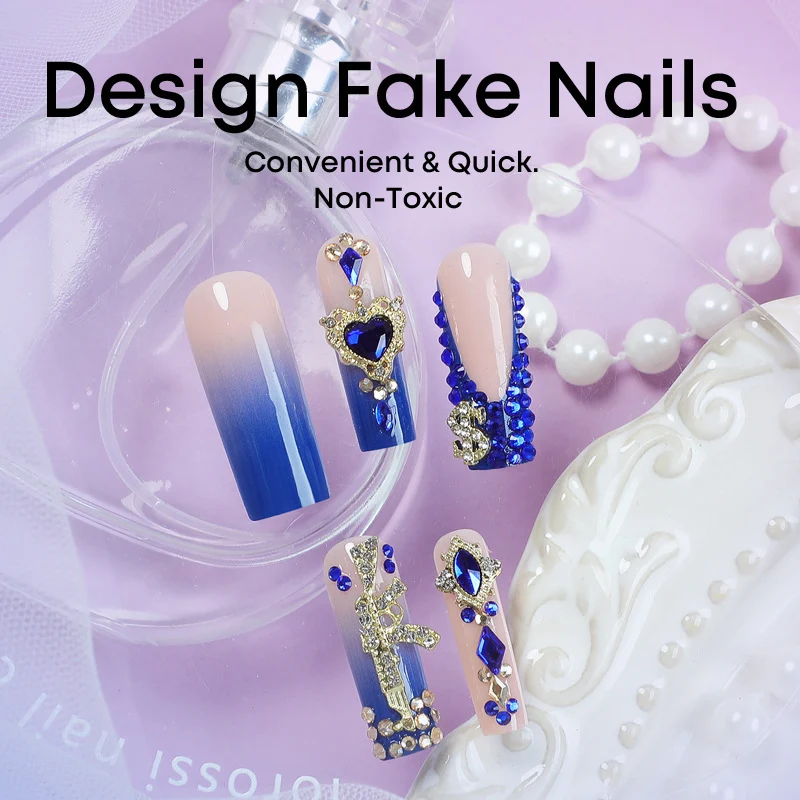 Kunstnagelset mit elegantem Ombre-Design und glamourösen Strasselementen Brehn