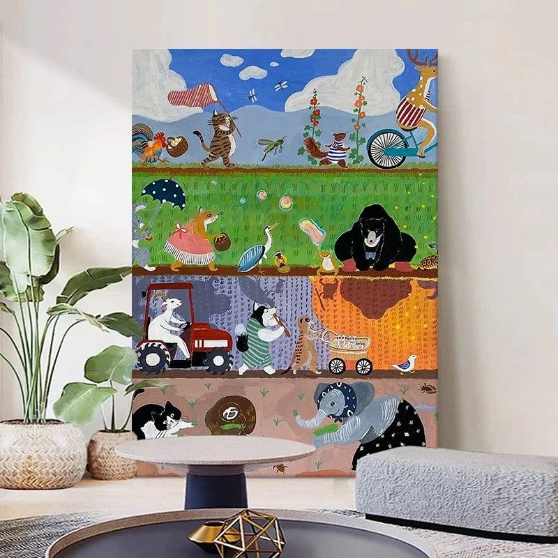 Verspieltes Kaninchen und Kind Leinwandkunst