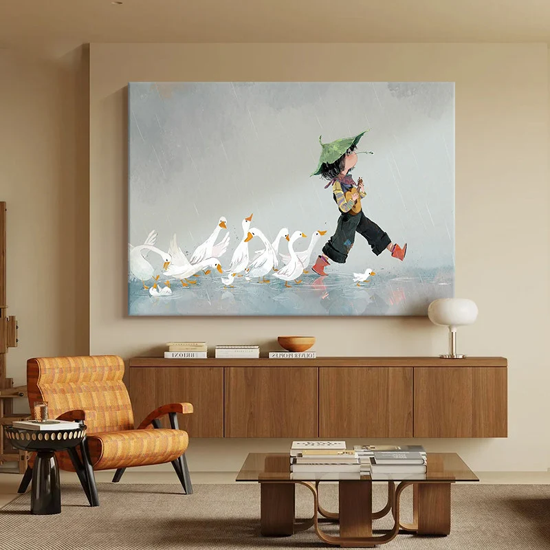 Verspieltes Kaninchen und Kind Leinwandkunst