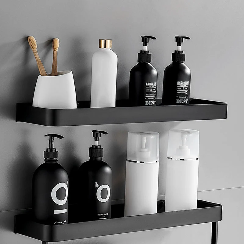 Mattschwarzes modernes Badezimmer-Set 1/2 – Edelstahl-Badezimmerregal