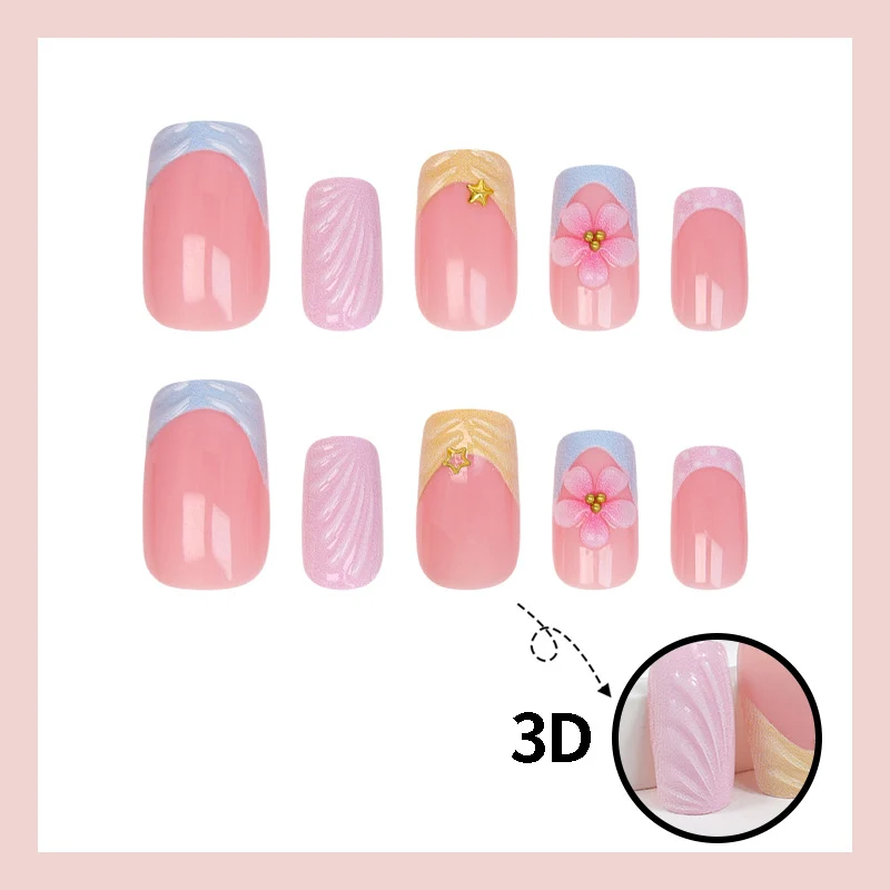 Kunstnagelset mit eleganten Blütenmotiven und farbenfrohen Designs Brehn