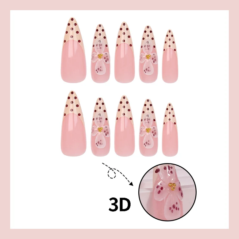 Kunstnagelset mit eleganten Blüten- und Punktemotiven Brehn