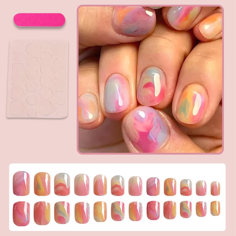 Kunstnagelset mit bunten Marmor-Designs Brehn