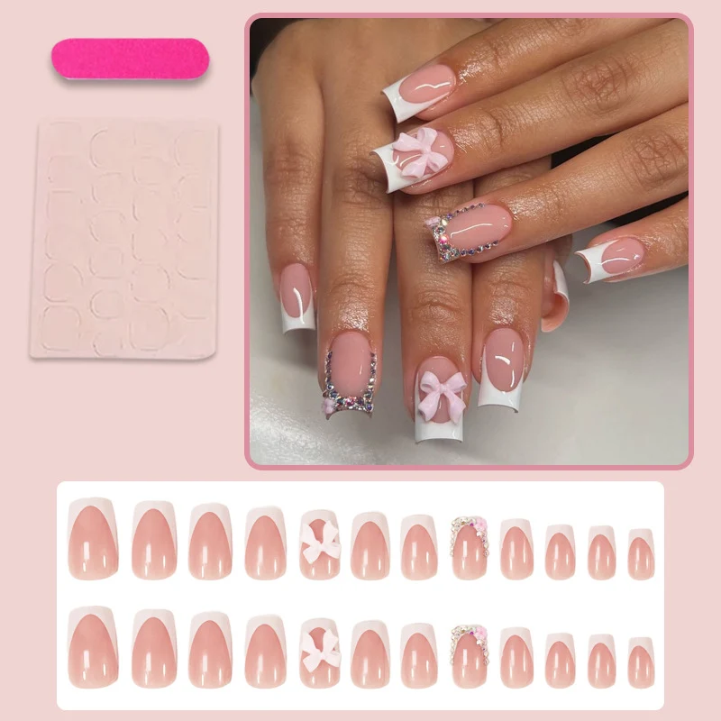 Kunstnagelset mit eleganten Schleifen- und Glitzerdesigns Brehn