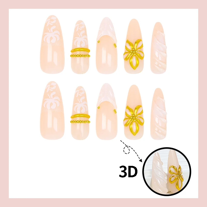 Kunstnagelset mit eleganten Blüten- und Glitzerdetails Brehn
