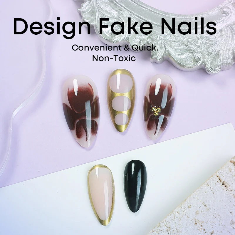 Kunstnagelset mit eleganten Blumenakzenten und luxuriösen Details Brehn