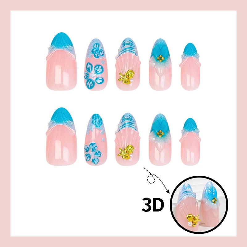 Kunstnägel Set mit eleganten floralen Akzenten Brehn