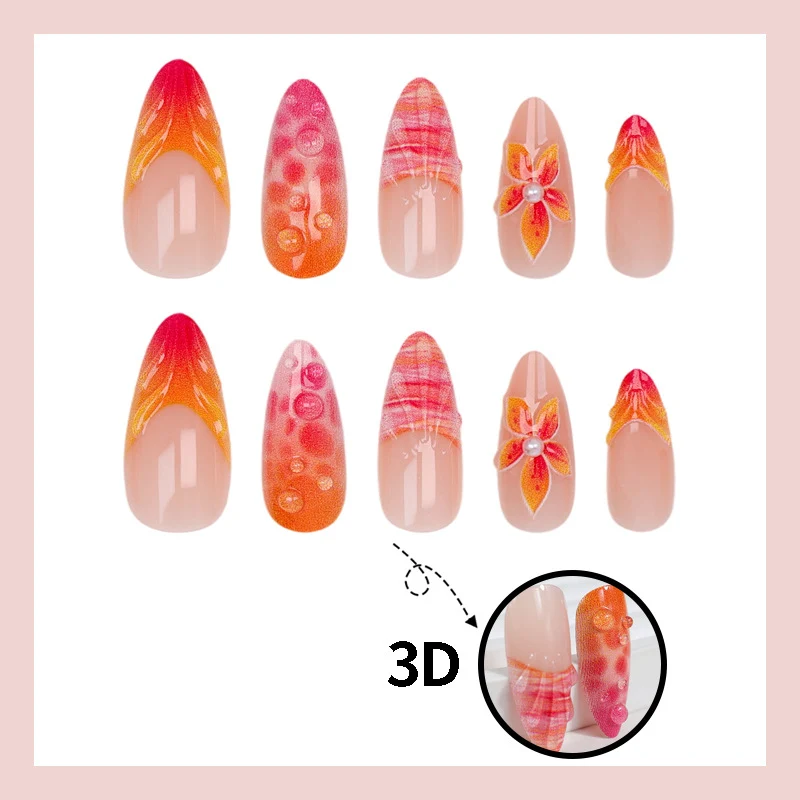 Kunstnagelset mit eleganten Blumen- und Farbverlauf-Designs Brehn