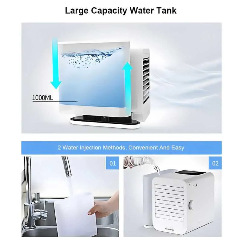 MicroCool Mini-Klimaanlage Tragbarer Verdunstungskühler mit 1000ml Wassertank | Skanto