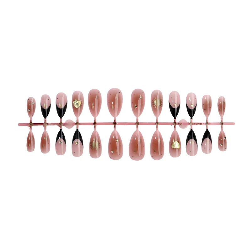Kunstnagelset mit elegantem Spitzen- und Metallic-Design Brehn