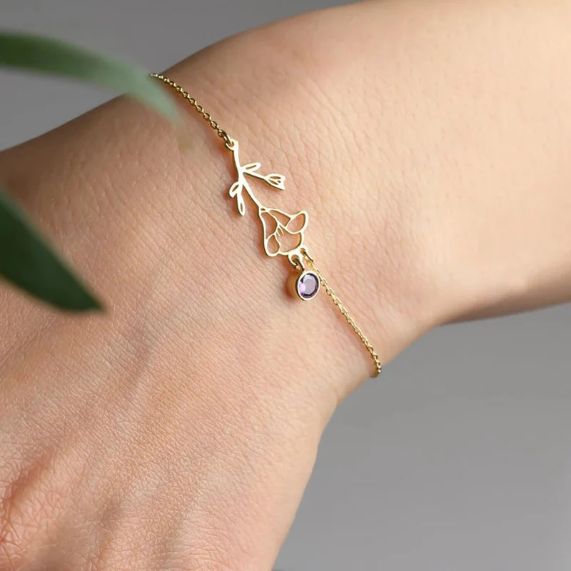 Skanto | Zierliches Geburtsblumen- & Geburtsstein-Armband