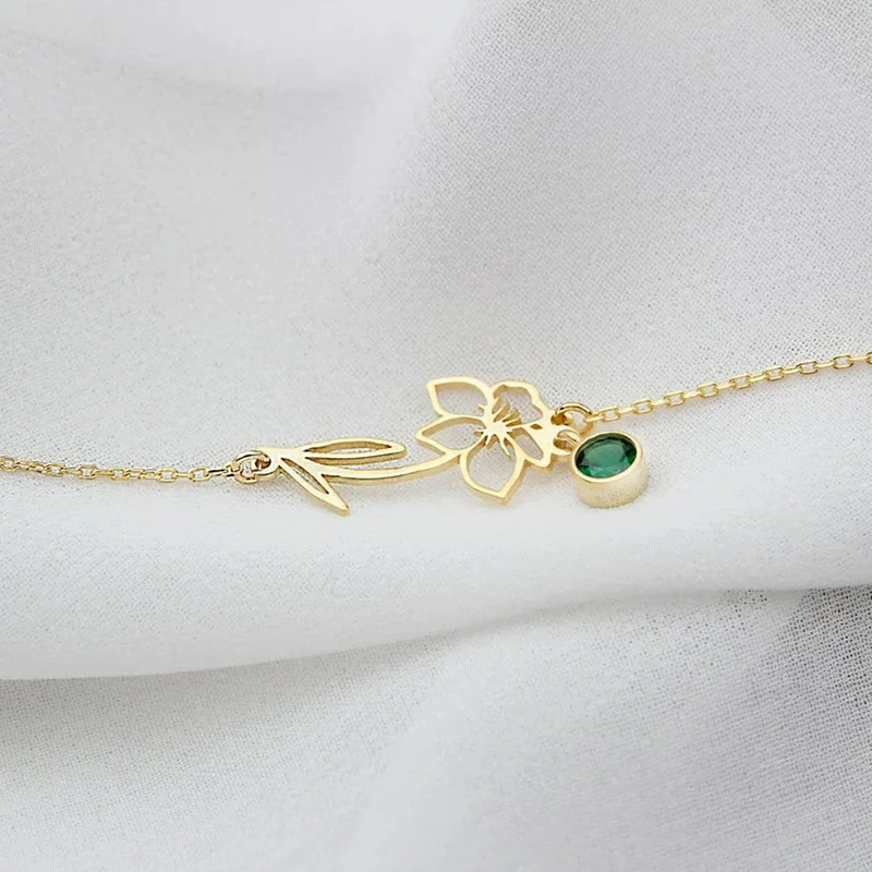 Skanto | Zierliches Geburtsblumen- & Geburtsstein-Armband
