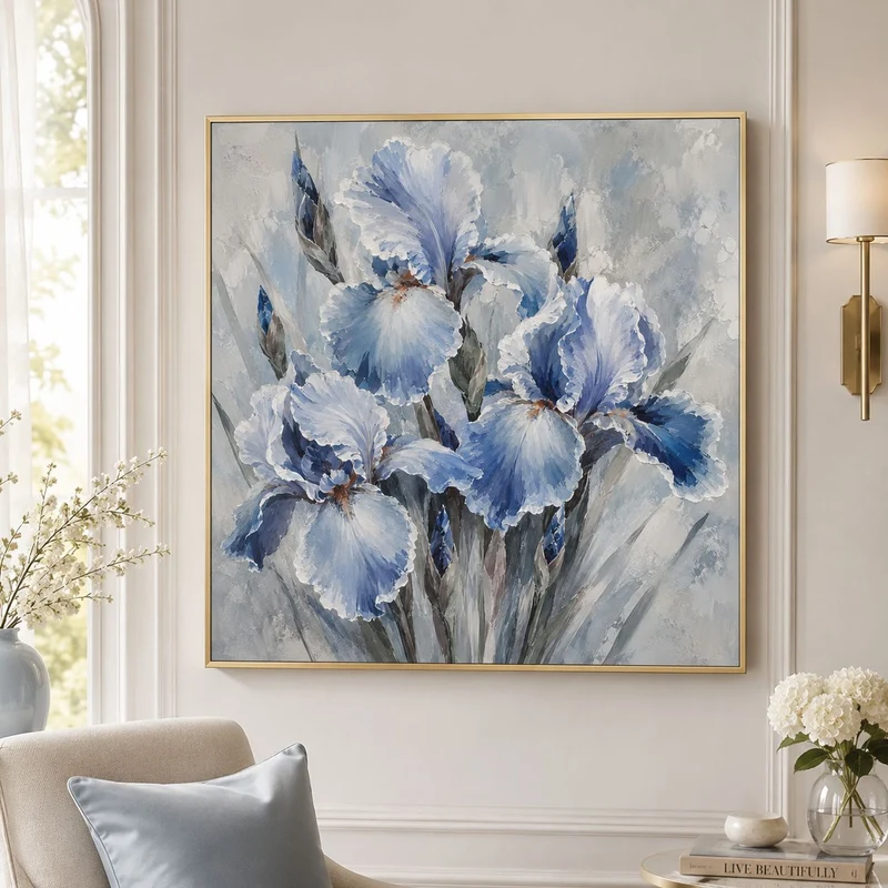 3D Texturiertes Floral Leinwand-Kunstwerk