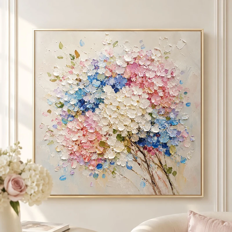 3D Texturiertes Floral Leinwand-Kunstwerk