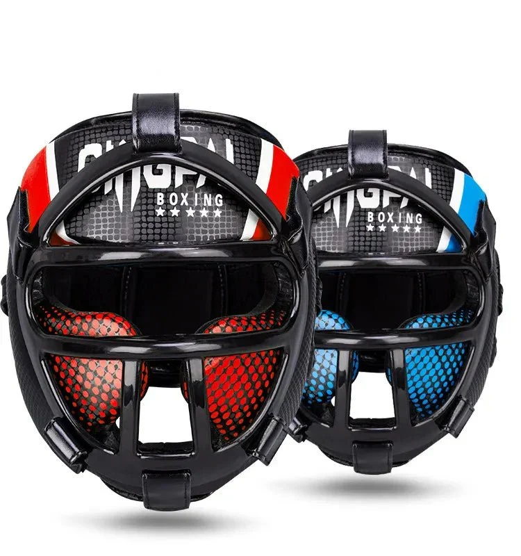Skanto | Fightguard Premium Kopfschutz mit Gesichtsmaske – Vollständiger Kopf- und Gesichtsschutz für Sparring, Muay Thai, Taekwondo und Kampfsporttraining