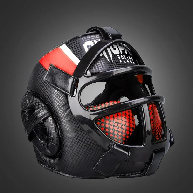 Skanto | Fightguard Premium Kopfschutz mit Gesichtsmaske – Vollständiger Kopf- und Gesichtsschutz für Sparring, Muay Thai, Taekwondo und Kampfsporttraining