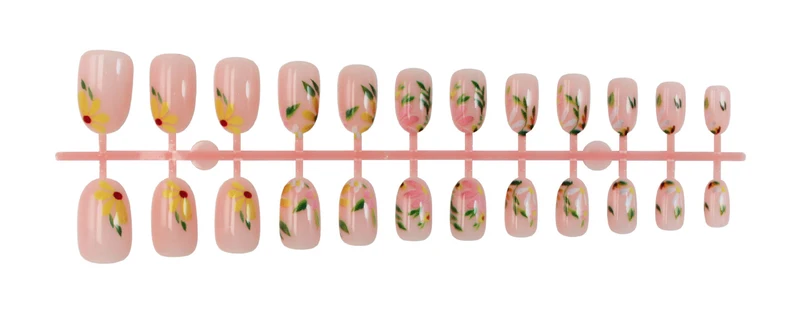 Künstliche Fingernägel Set mit floralen Verzierungen Brehn