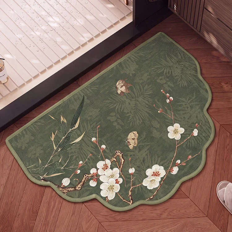 Floral bestickte Badezimmermatte für das Zuhause