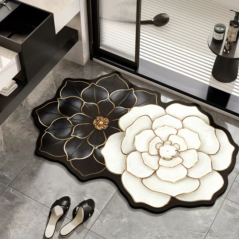 Elegante Blumenmuster-Badmatte für Badezimmer