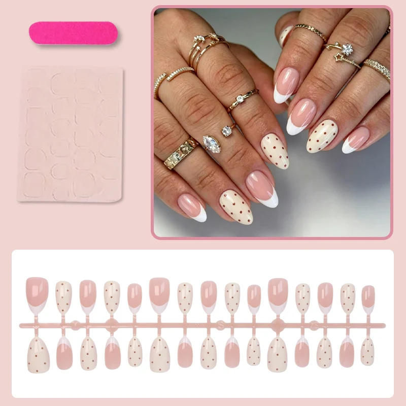 Künstliche Fingernägel mit eleganten Punkten und glamourösen Akzenten Brehn