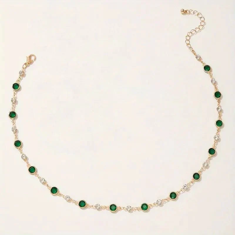 Skanto | Smaragd- und Diamant-Choker-Halskette mit Abständen