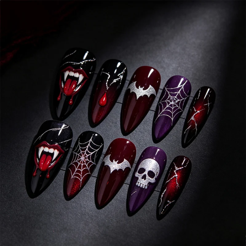 Halloween Kunstnagelset mit gruseligen Halloween-Motiven Brehn