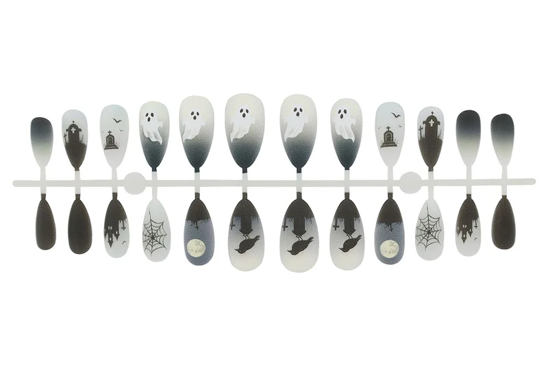 Halloween Kunstnagelset mit gruseligen Geister- und Spinnenmotiven Brehn